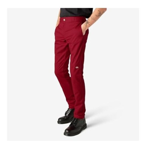 FLEX Skinny Fit Double Knee Work Pants 34W x 32L - RED - Picture 2 of 9